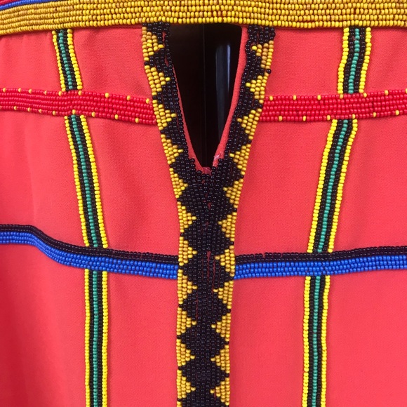 Red dress w embroidered beads, new, never worn, Nicole Milller, size 4 - Picture 2 of 7